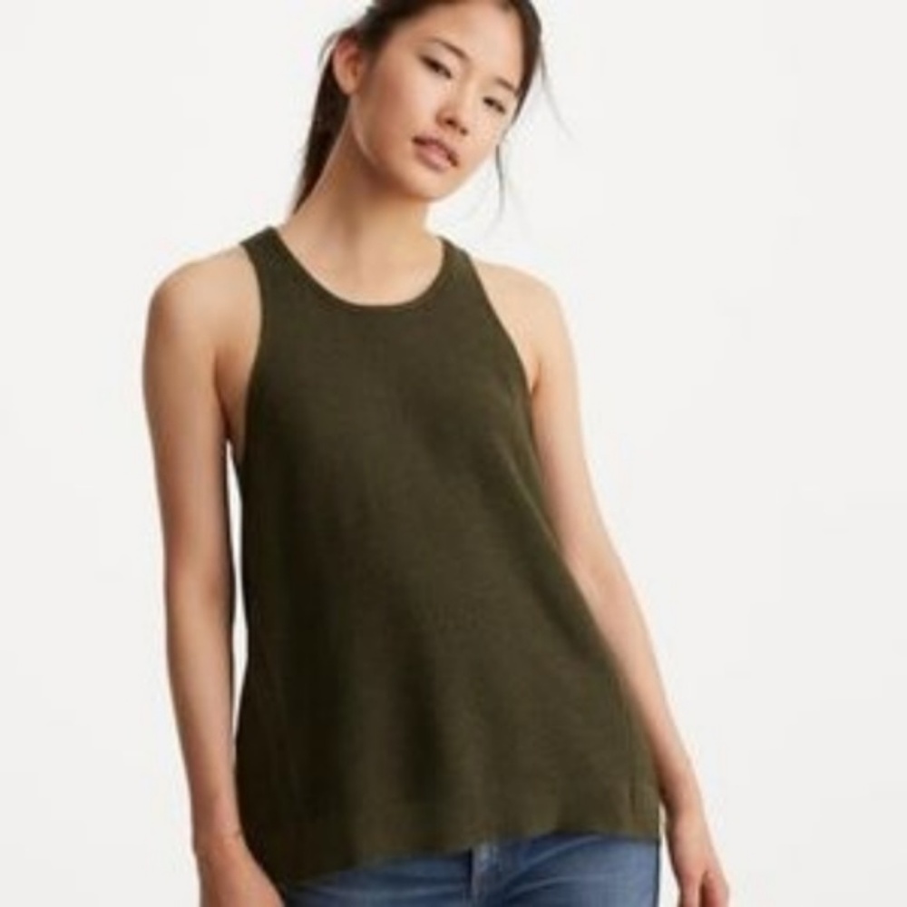 Lou & Grey Army Green Knit Sleeveless Tank Top